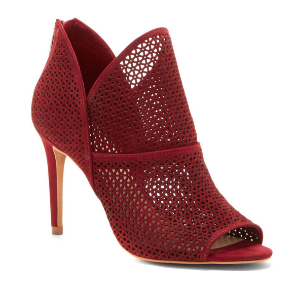 Vince Camuto Shoes - Vince Camuto Vatena Samba Red Suede Open Toe Booties